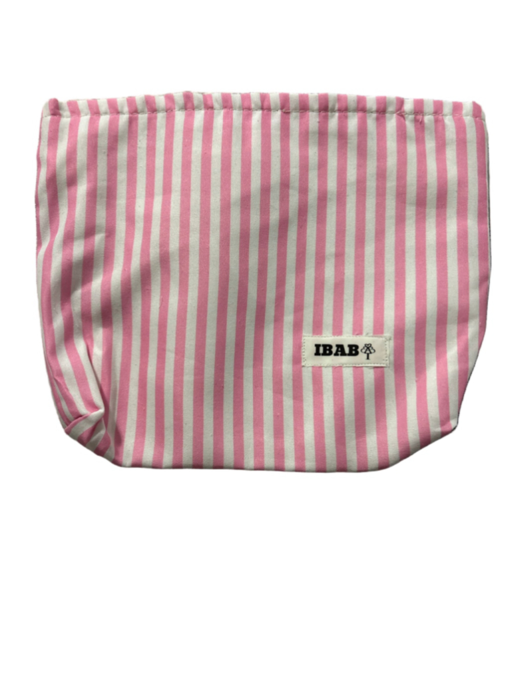 NEW Women's IBAB 10โx8โ Cosmetic Bag Pink and White Striped